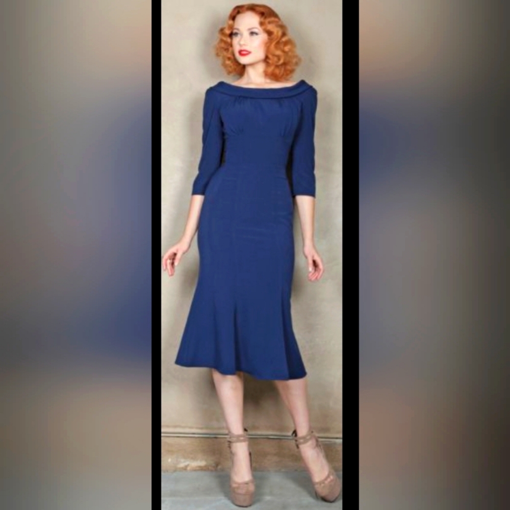 Stop Staring Elegant Blue Midi Dress